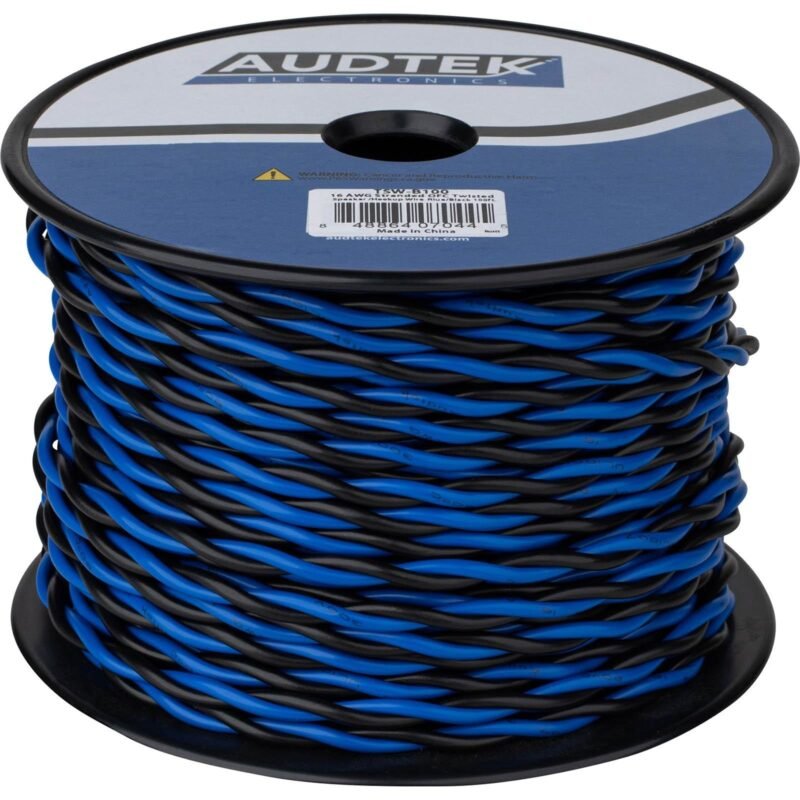 Audtek 16 AWG Stranded OFC Twisted Pair Speaker Cabinet Hookup Wire Blue/Black - Image 3