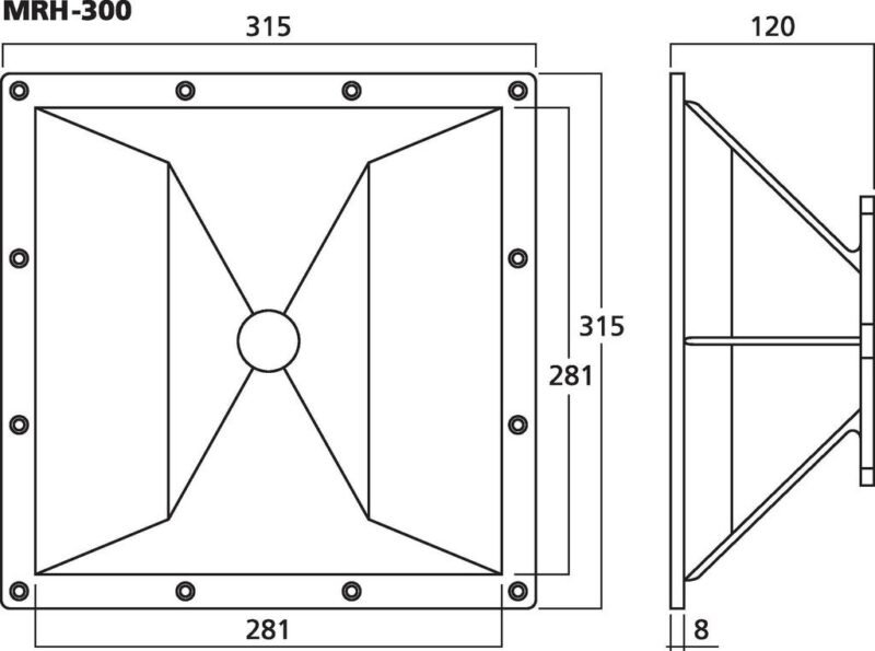 Monacor MRH-300 315 x 315mm Constant Directivity Horn - Image 3